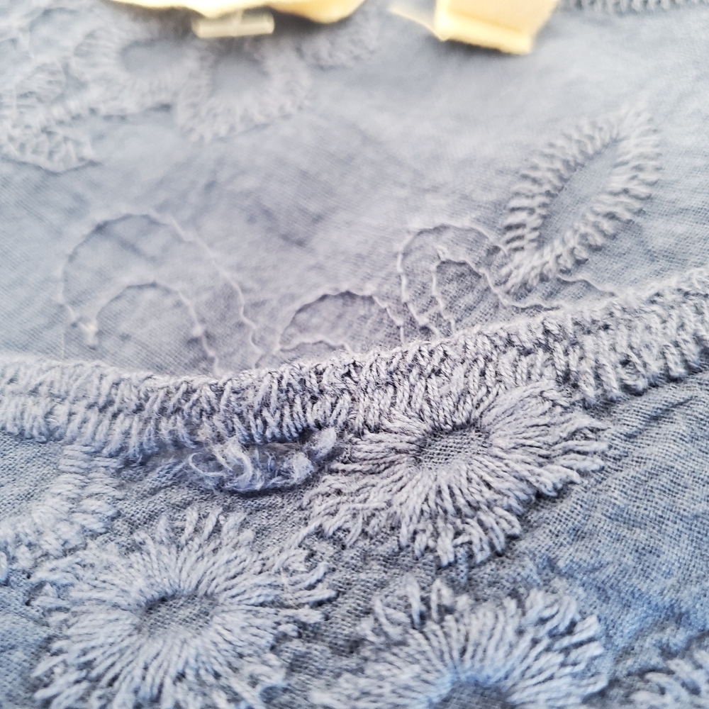 Soft Surroundings NWT Size M Mon Cherie tunic cadet blue Missy lace blouse - Picture 11 of 12